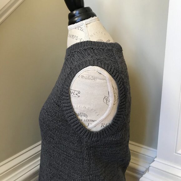 Theory Meenaly Knit Worthy Knit Sweater Womens Medium Gray Crew Neck Sleeveless - Picture 9 of 12